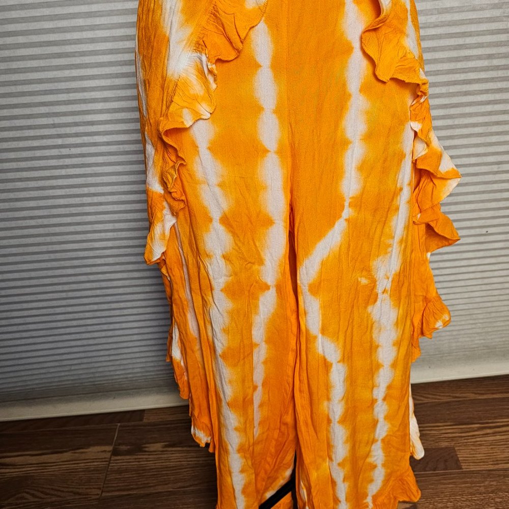 Orange Tie Dye Flap Ruffle Pants NWT